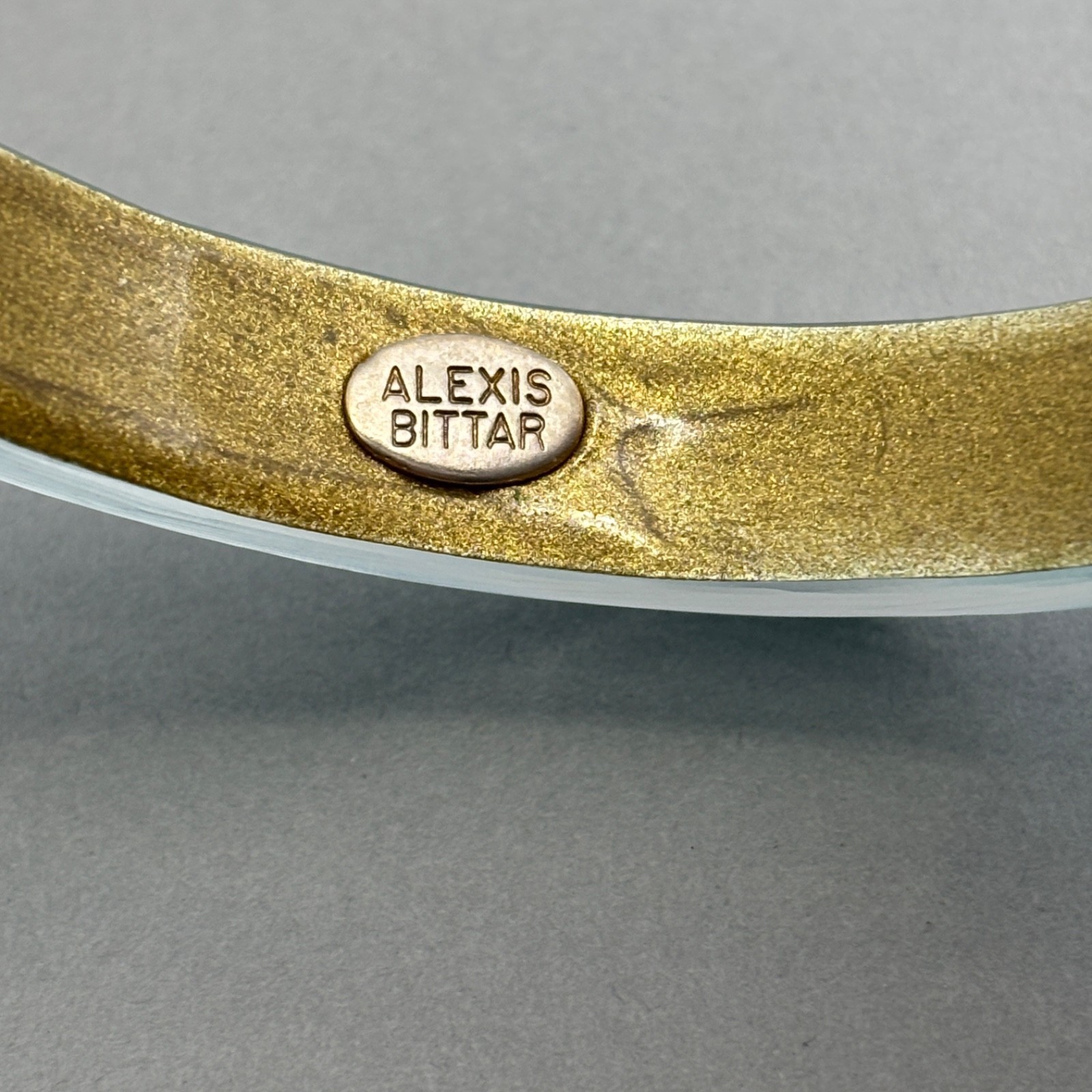 Alexis Bittar Bangle Bracelet Lucite Aqua Light Blue Translucent Vintage