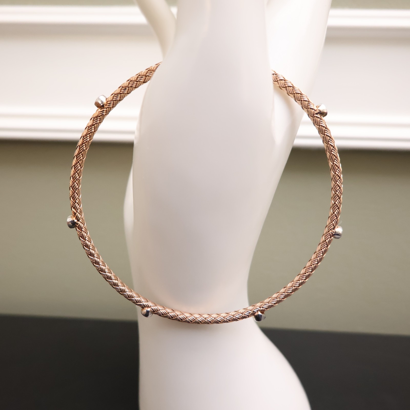 JCM Jewelry bracelet 18K rose gold clad 925 sterling silver DMQ stations 7.25in