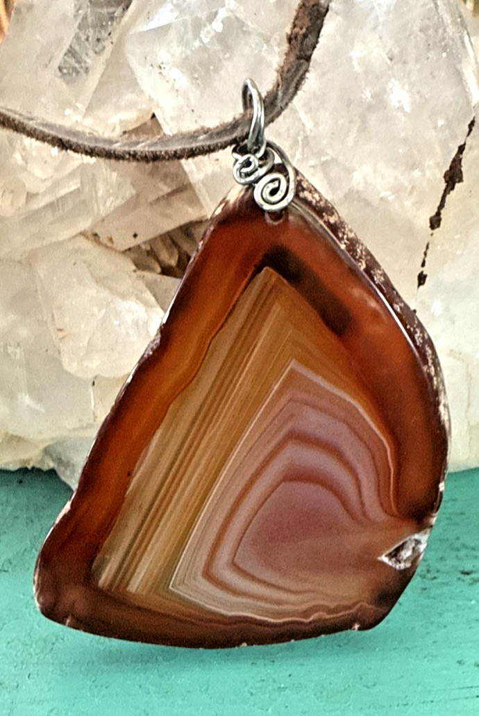 AMAZING BROWN AGATE SLICE NECKLACE oneofakind Boho Festival Earthy Nature Hippie