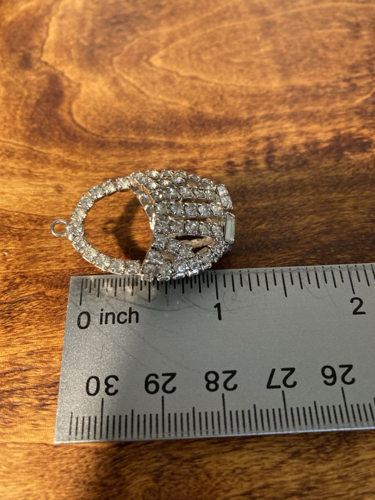 Vintage Silver Tone With Clear Rhinestone Purse Pendant