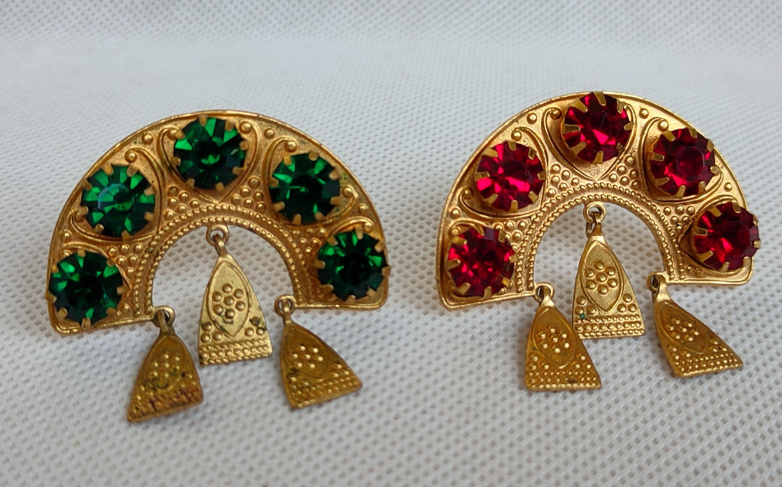 Vintage set of Soviet Czechoslovakian brooches with stones, 2 pcs. USSR.