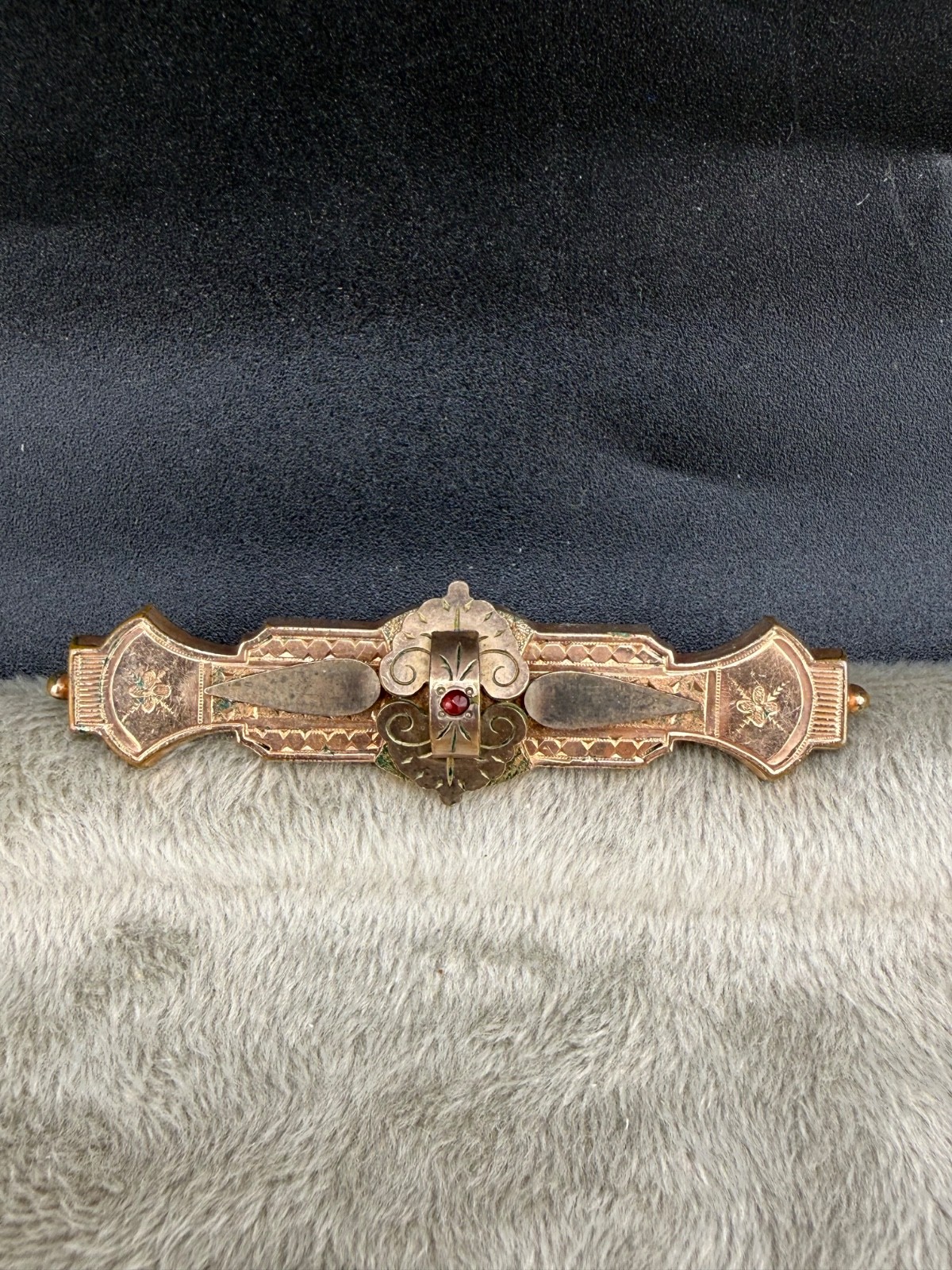 Vintage Edwardian Gold Filled Bar Brooch Renaissance Revival