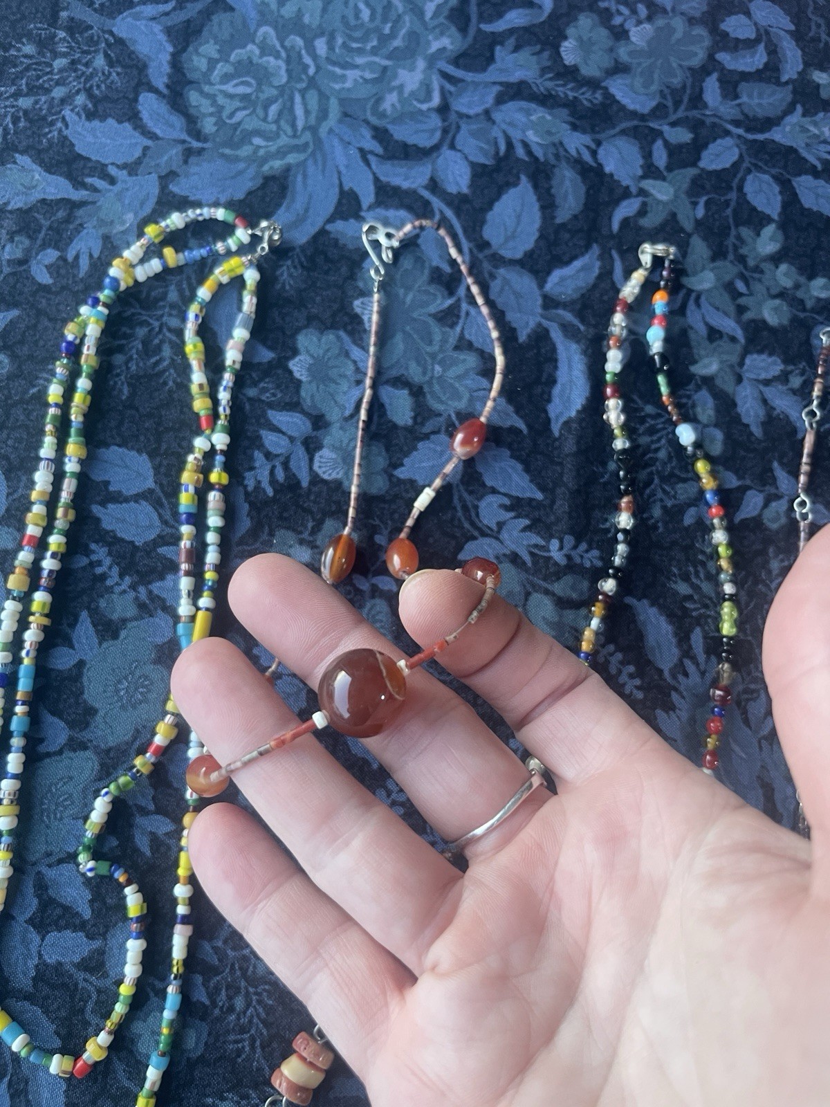 Vintage Bohemian Jewelry Lot Fetish Carved Bird Necklace Beads Sun Turtles