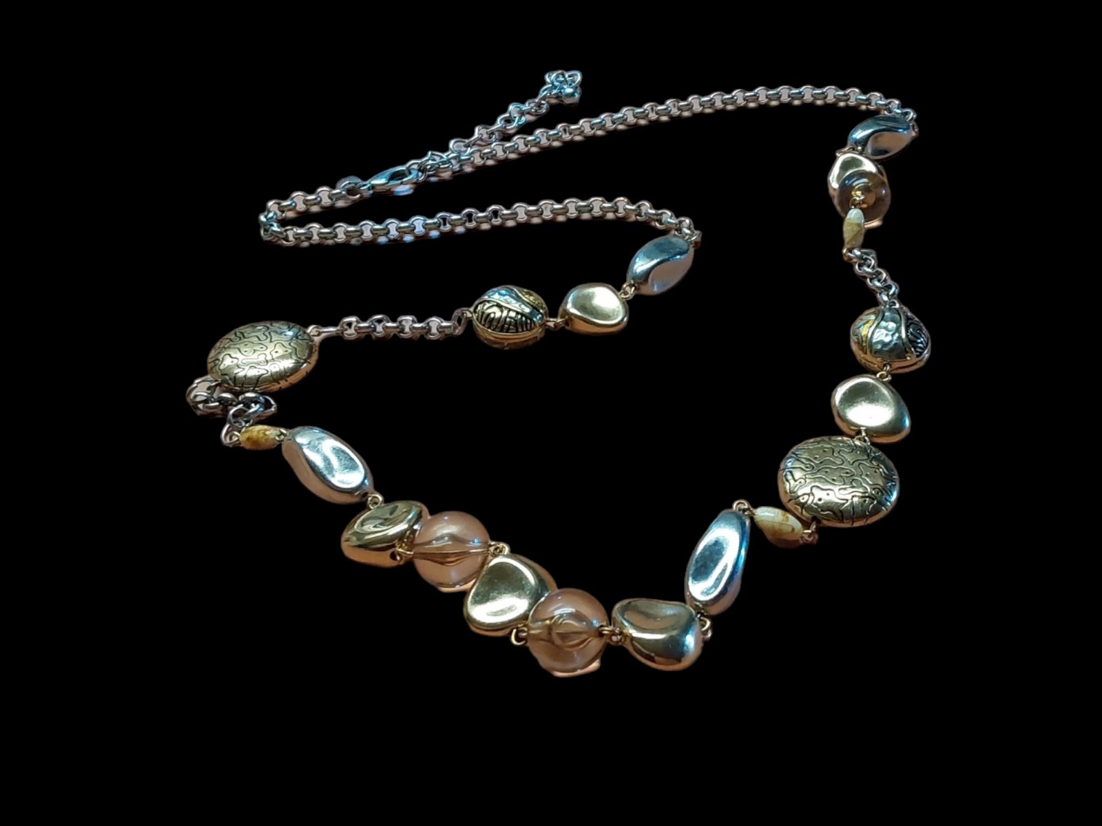 Vintage Resin Brass Metal Necklace 1970’s