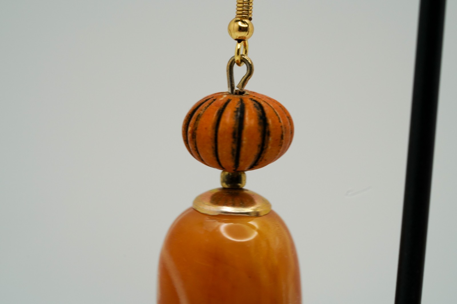 Vintage Faux Amber Dangle Earrings 5.8cm JB45