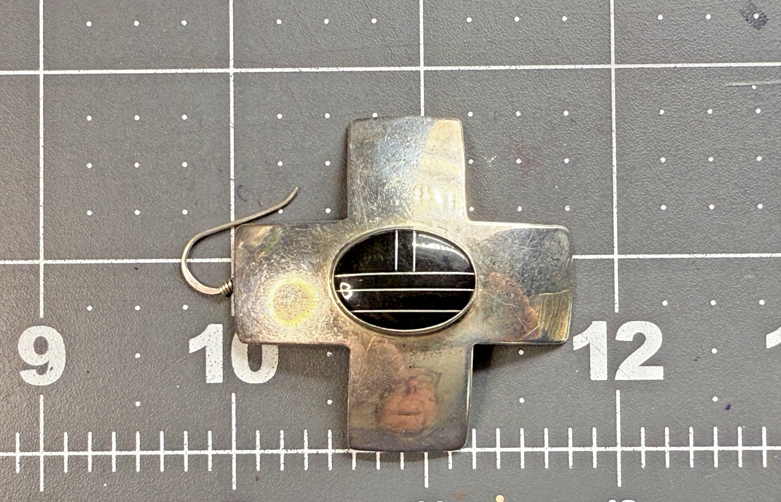 VTG Native American Silver 925 Maltese Cross Earrings w/Onyx Signed Ben G Chavez