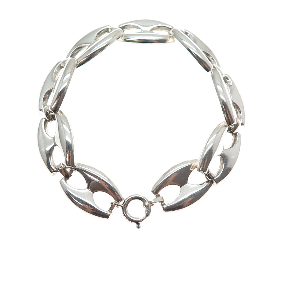 KARL LAINE 835 Silver Vintage Modernist Anchor Mariner Link Bracelet 7.5″