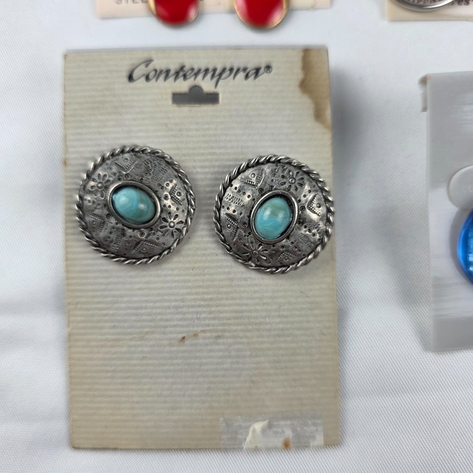 SIX Pairs Vintage 1980’s Pierced Earrings Dangles Studs Variety Colors & Styles