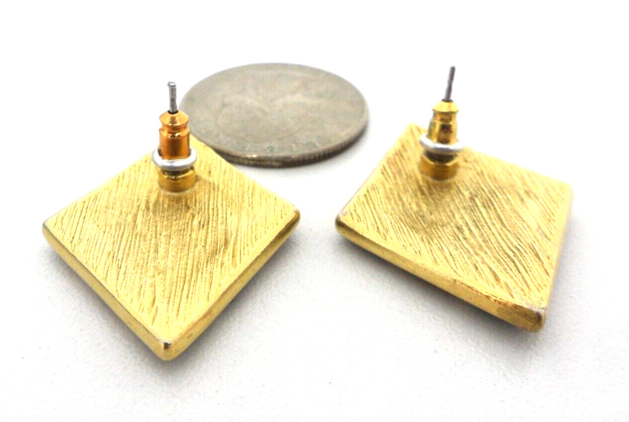 80s Art Deco Earrings Harlequin Enamel Squares Rhombus Lozenge Geometric Cubist