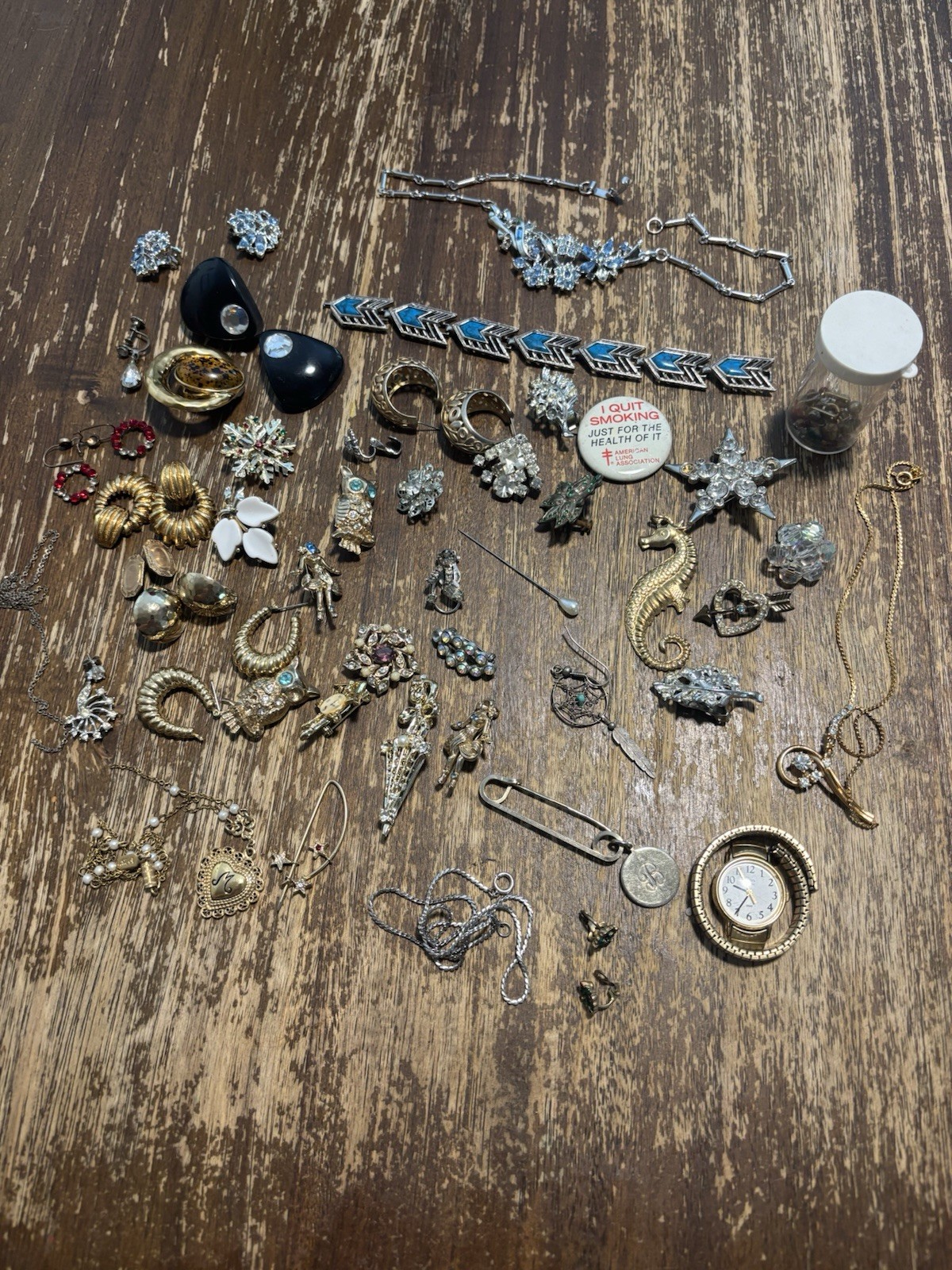 Vintage Costume Jewelry Broken Earrings Necklace Brooch MCM Large Lot