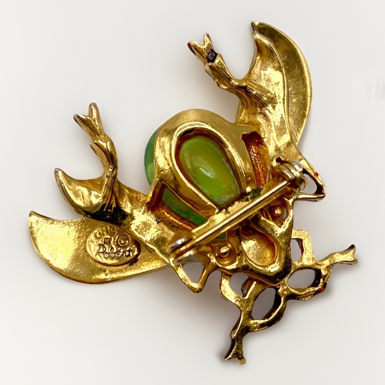 Original By Robert Green Insect Brooch Signed Enamel Rhinestone Bug Pin Vintage