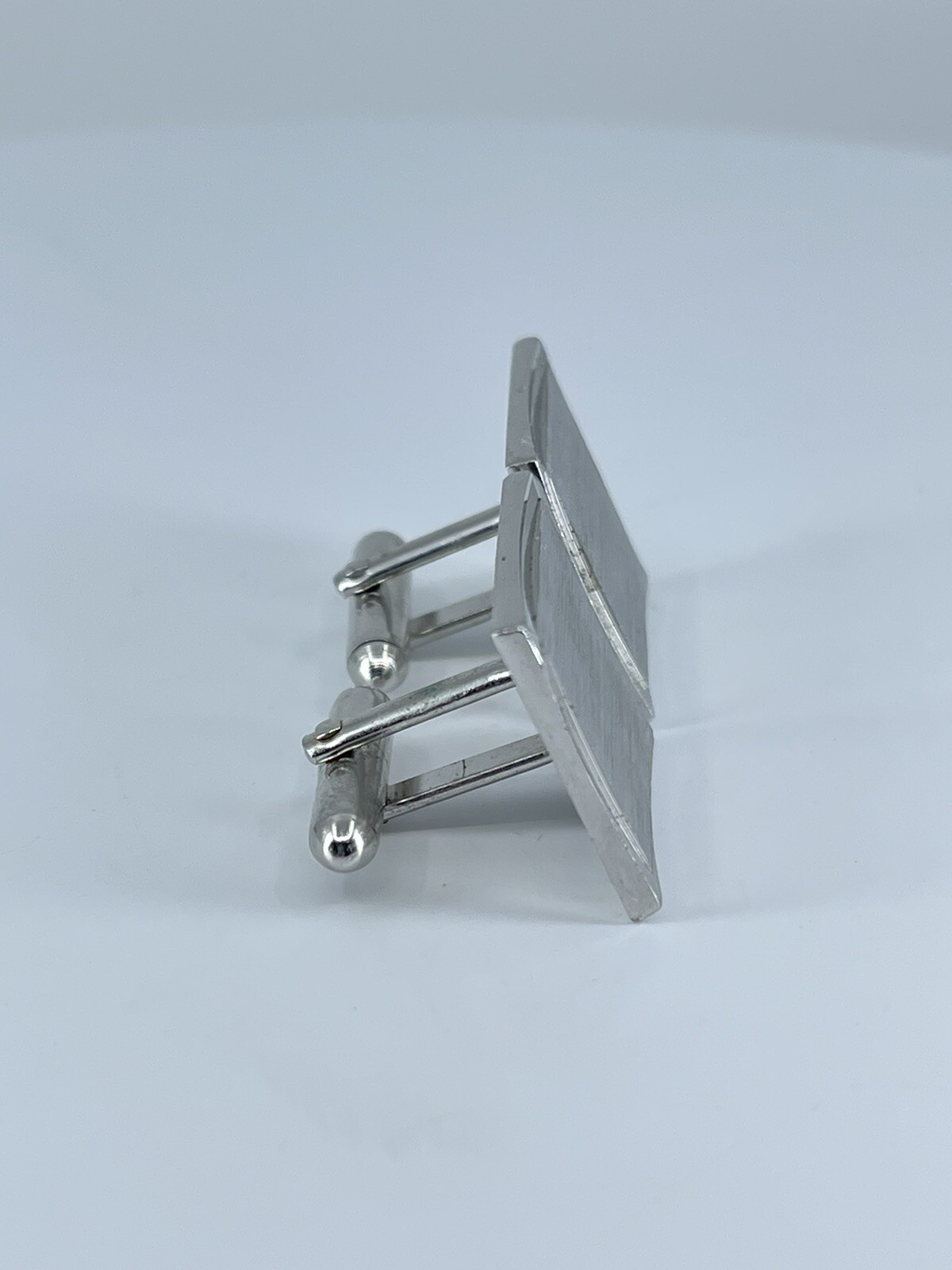 Vintage Swank cufflinks brushed and polished silver tone square design 3/4″