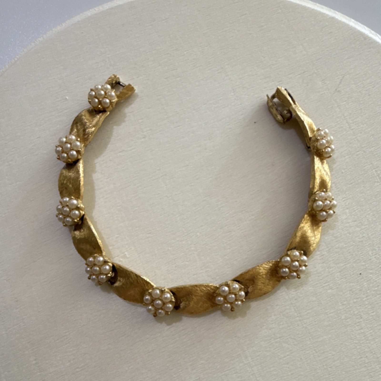 Vintage Crown Trifari Gold Plate Birthday Ribbon Bracelet