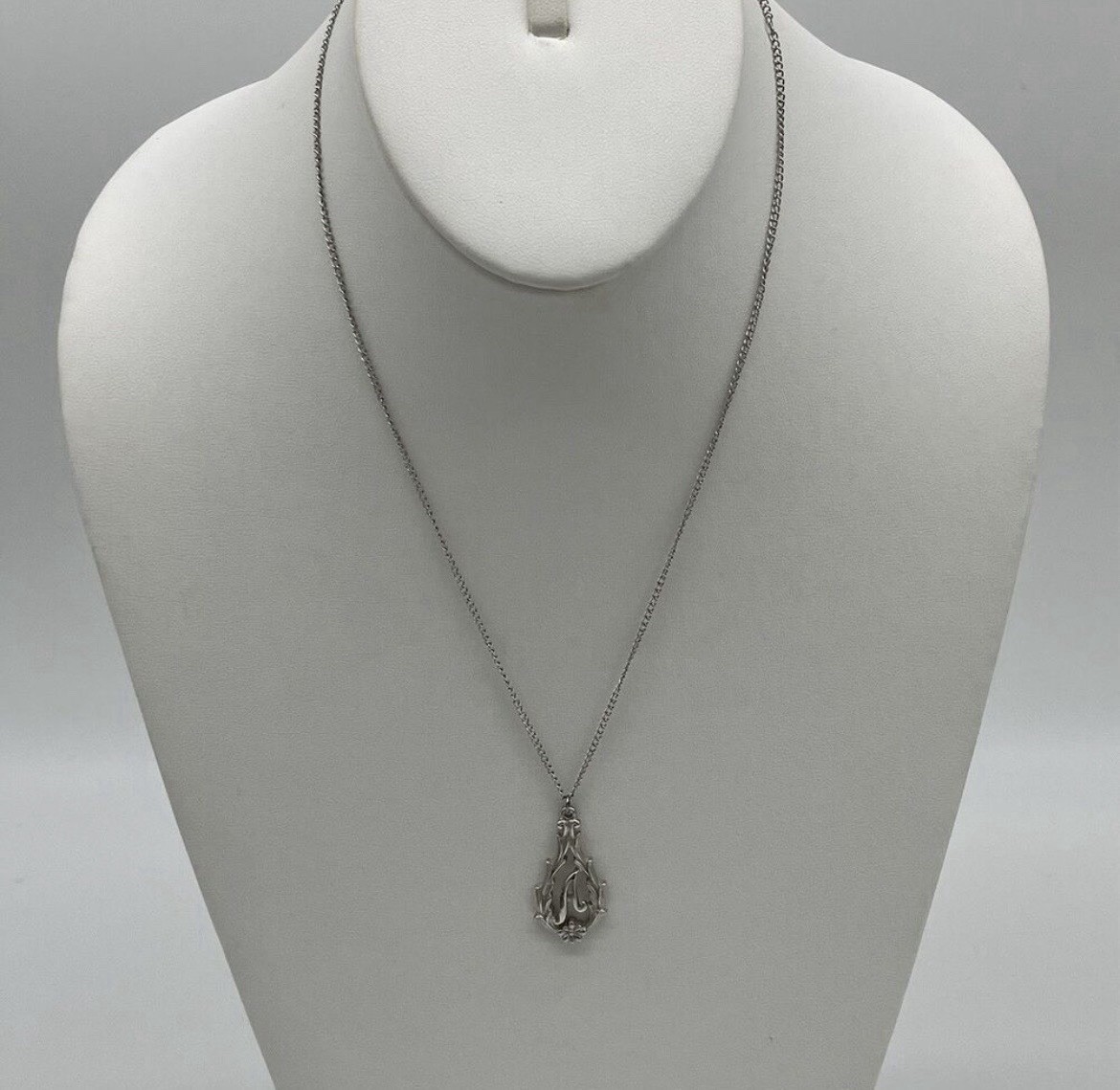 Sarah Coventry Silver Tone Letter A Monogram Pendant Necklace