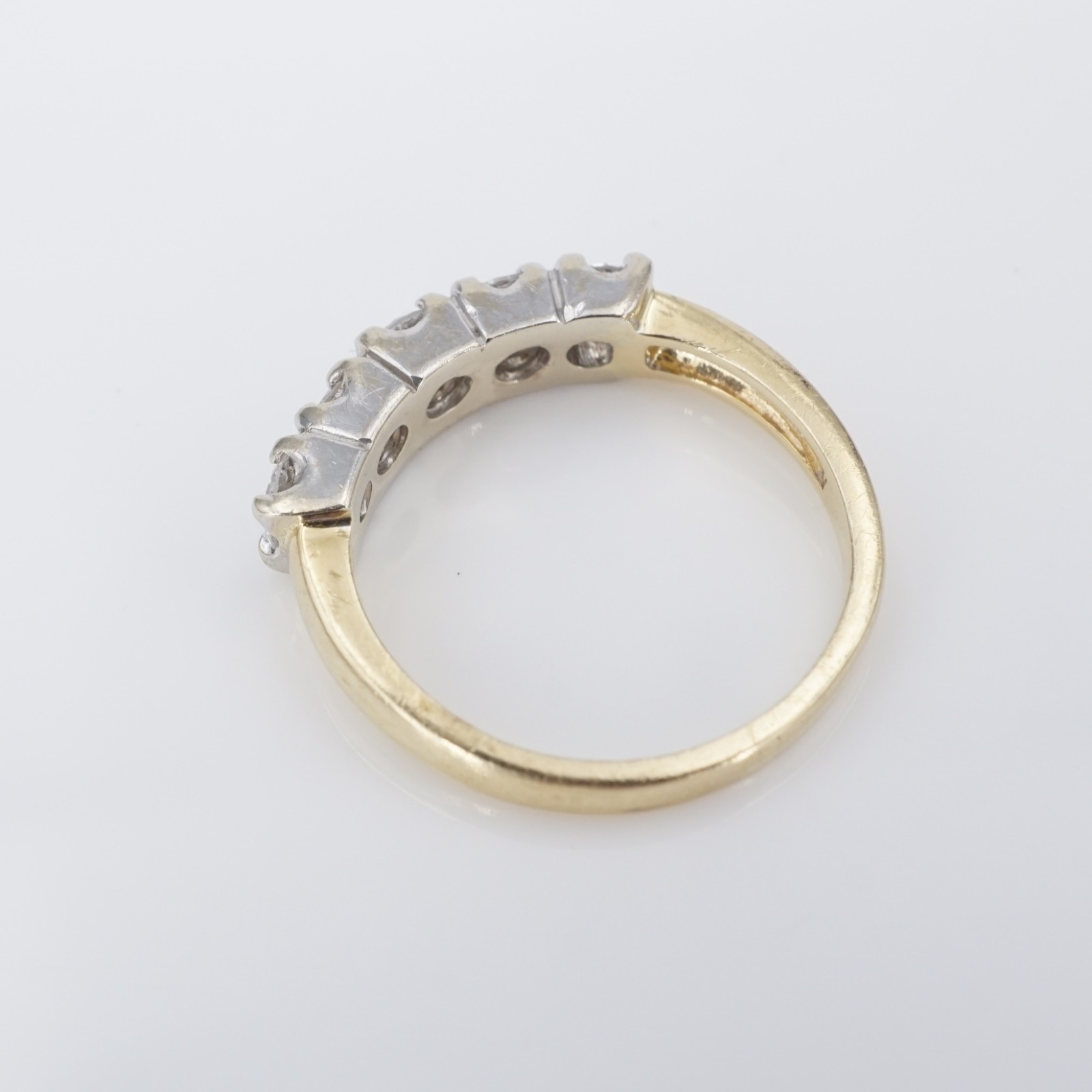 14k 5 Stone Diamond Ring Stacker Band 1 ctw 2-Tone Size 5.5 Vintage RG5006