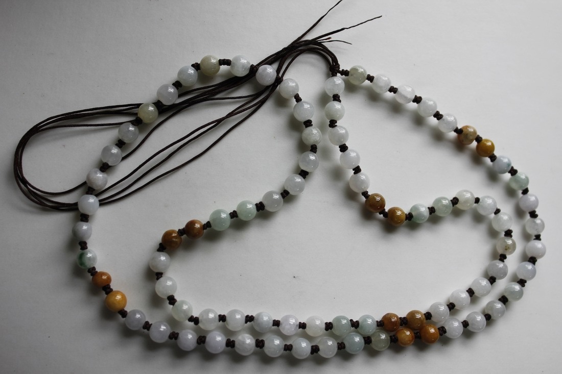 Hand Knotted String JADE Beads Necklace Thread Charm Pendant Jewelry Making #113