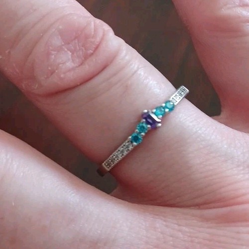Sz 11 925 Silver Ring Purple And Blue Stones