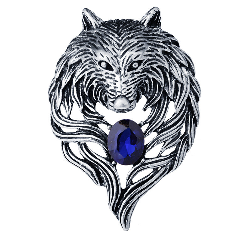 Retro Domineering Wolf Head Brooch Men Coat Suit Animal Pin Brooches Accessories