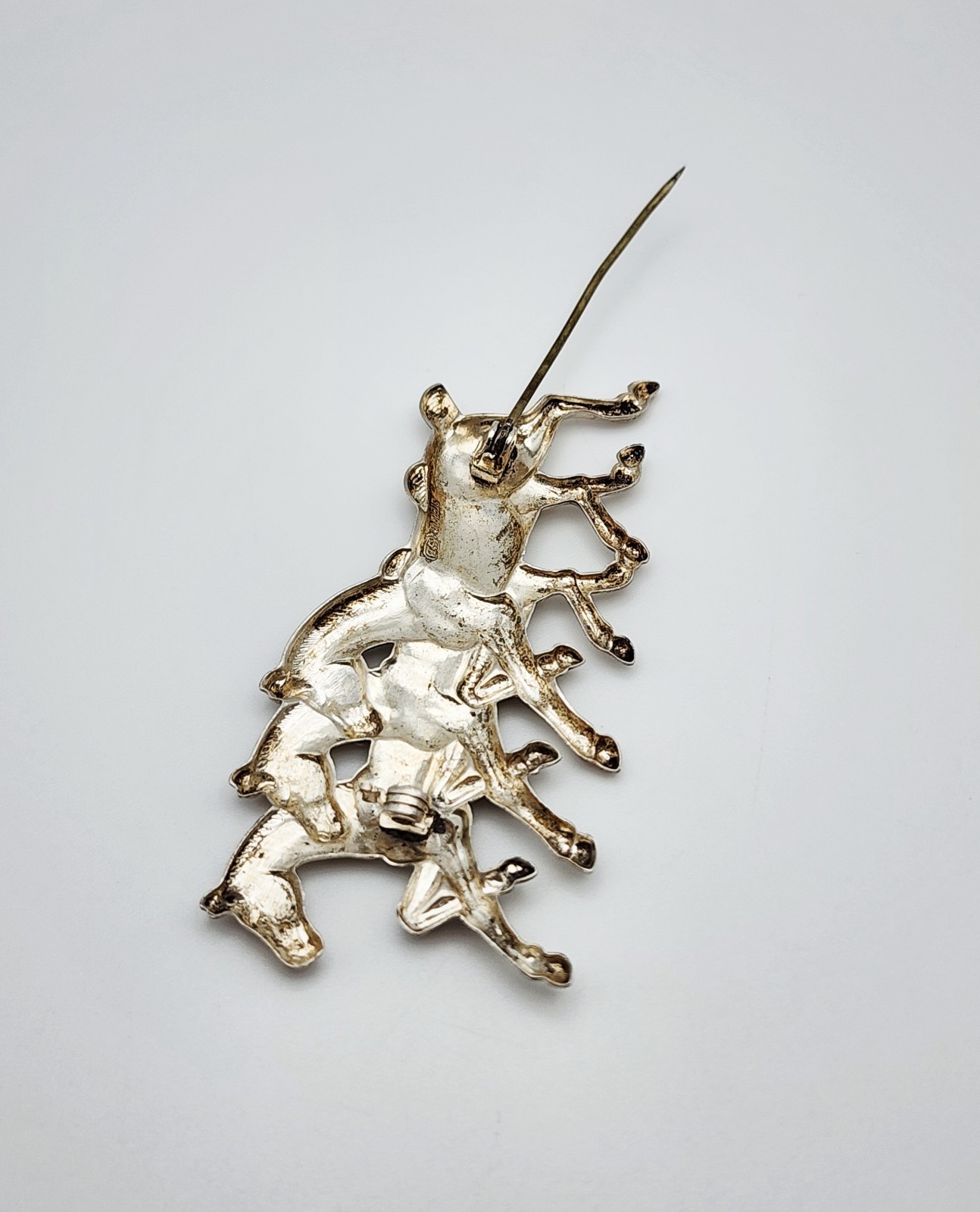 Silverman Brothers Vintage Sterling Silver Running Horses Brooch Pin