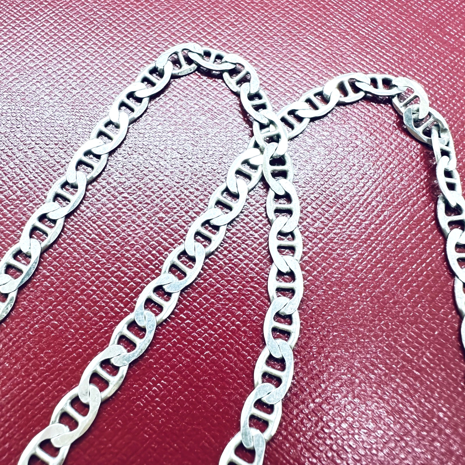 VINTAGE 925 STERLING SILVER MARINER LINK CHAIN NECKLACE 20 1/4″