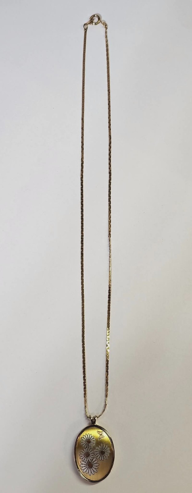 Vtg Goldtone REED & BARTON DAMASCENE APRIL DAISY Butterfly Chain Necklace 17.5in