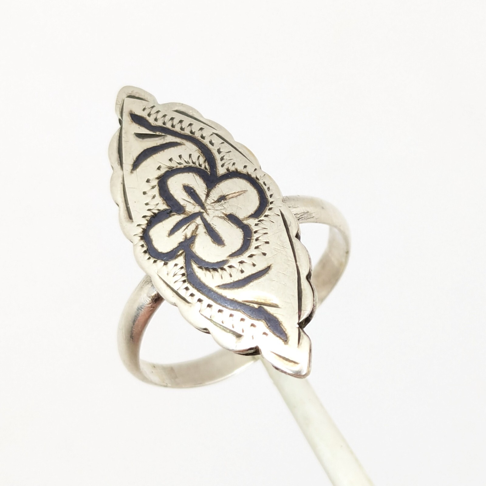 Vintage RING Silver⭐925 stamp Star USSR with Blackening -size: 7US (17.5mm)| #20