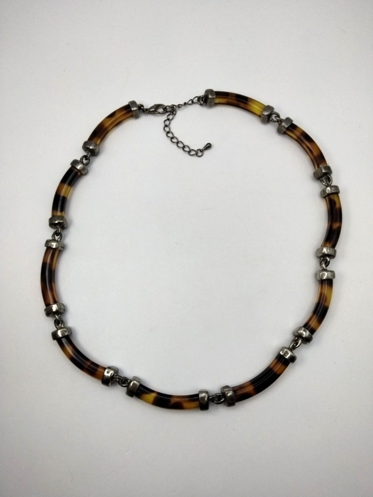 Vintage Faux Tortoise Shell Acrylic Necklace Adjustable