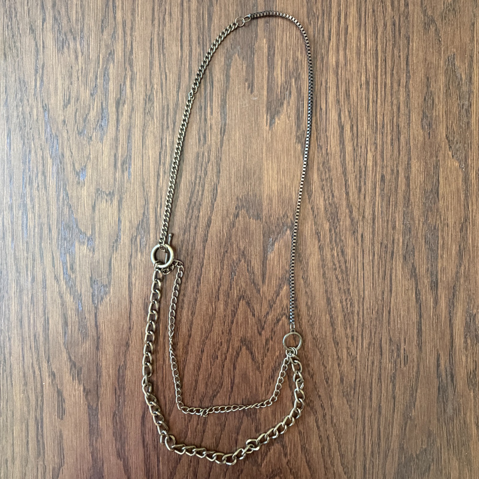 Vintage, Antique Brass-Tone Multi-Chain Necklace, 34”(L)