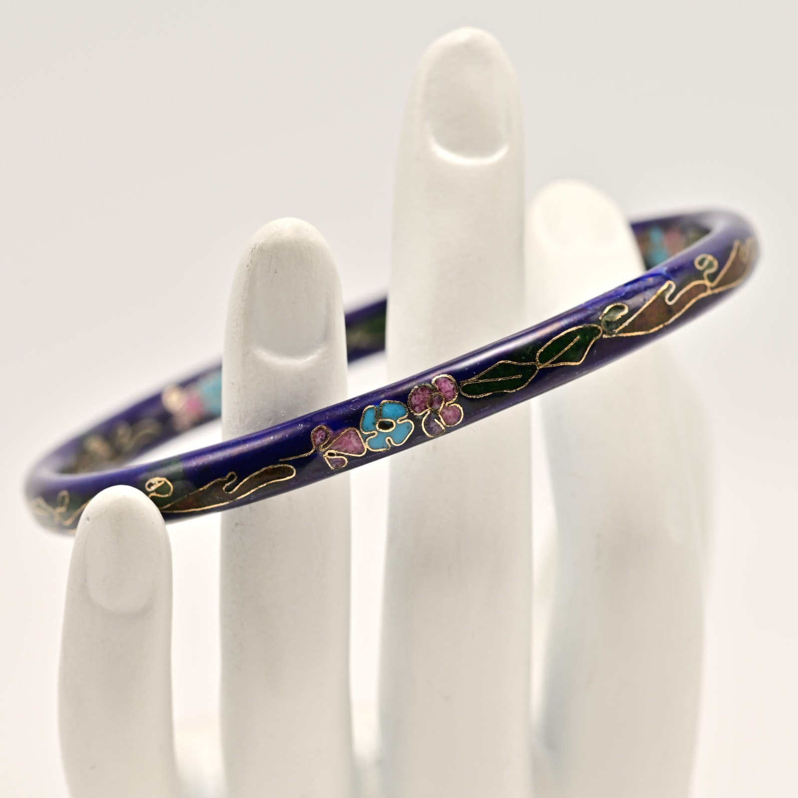 Chinese Vintage Original Enamel Cloisonne Asian Champleve Estate Bangle Bracelet