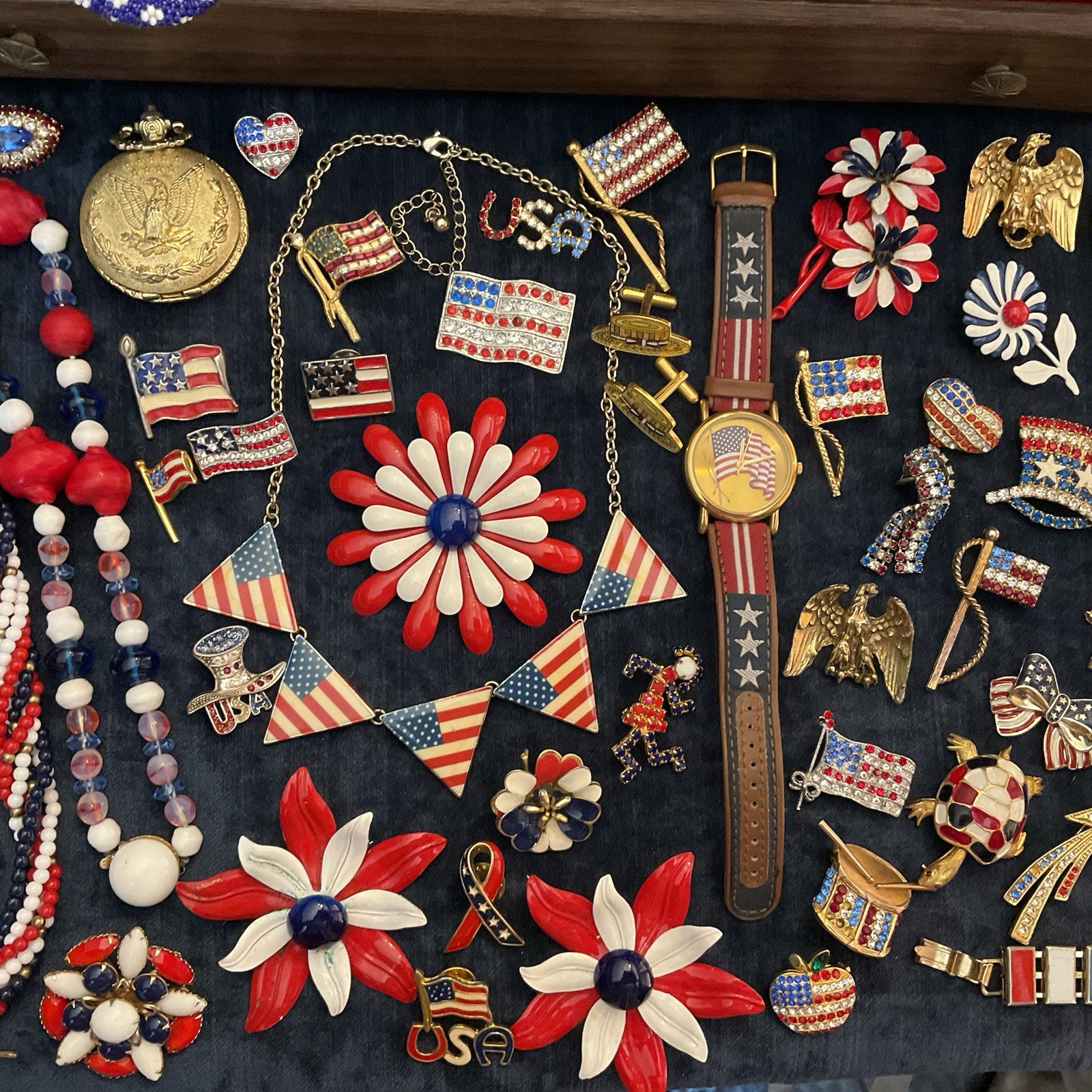 Vintage Lot Patriotic Forth Of July Red White Blue Jewelry Sarah C Monet Emmons