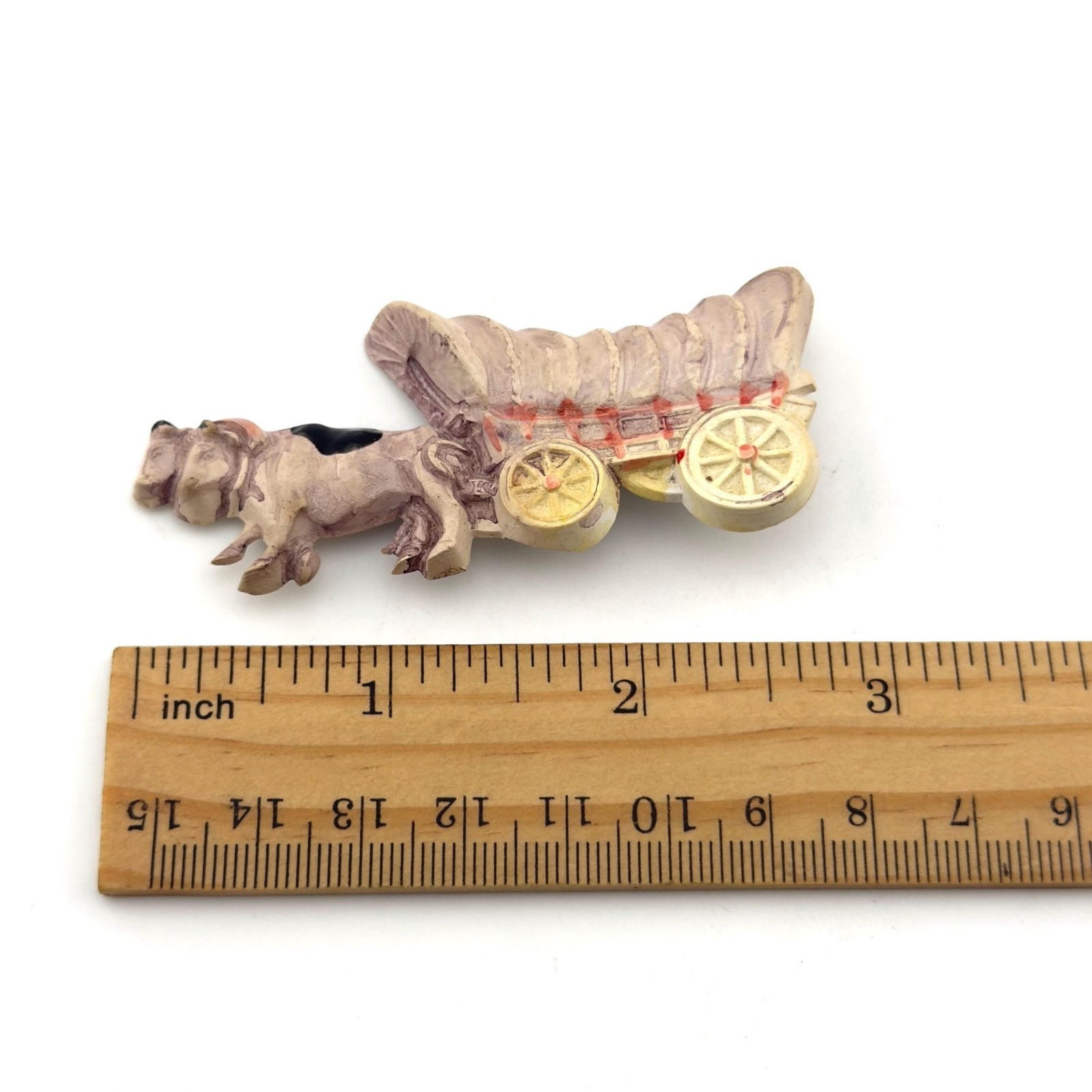 Rare Vintage Celluloid Oxen Cows Brooch Cattle Covered Wagon Western Gift