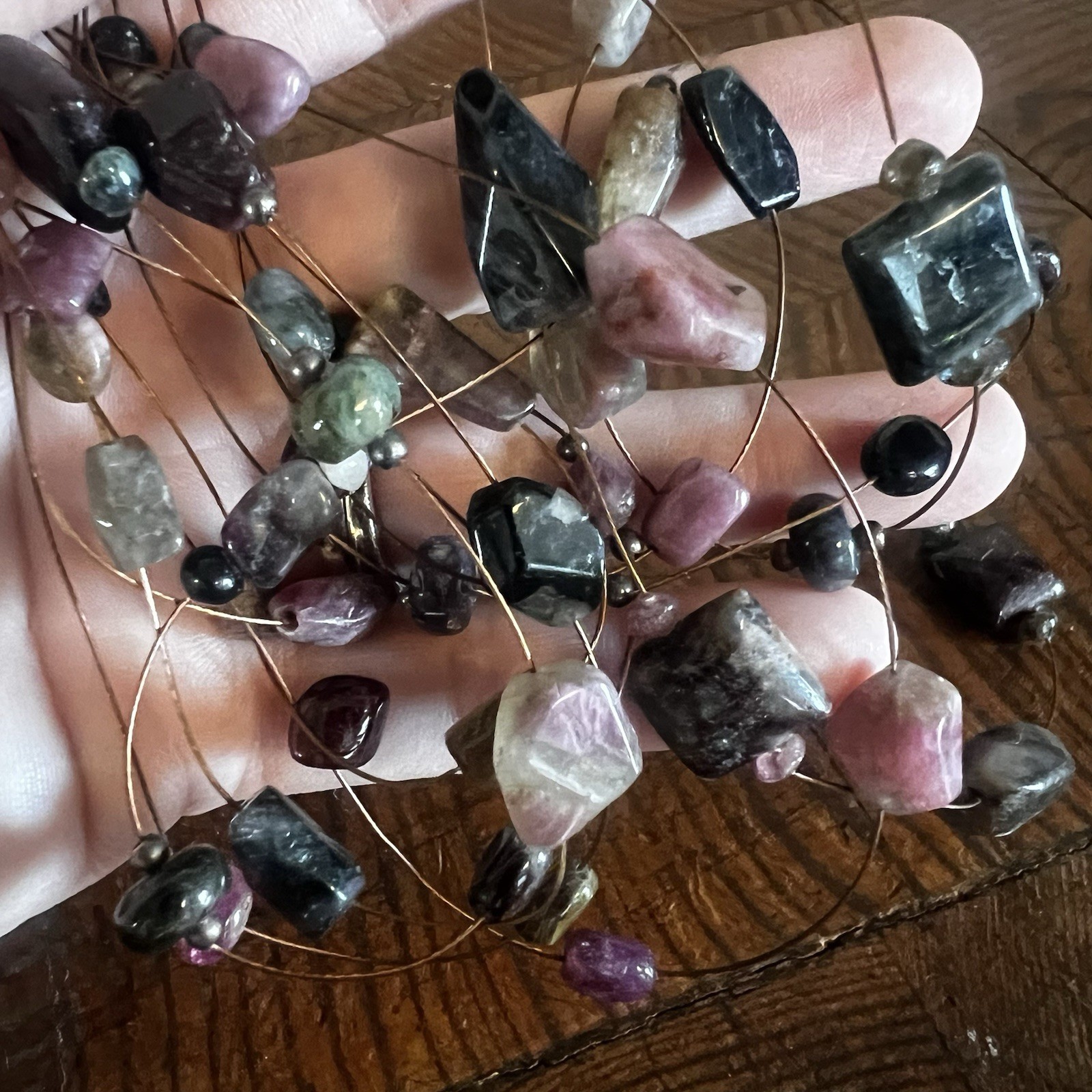 Vtg Coldwater Creek Multi Gem Stone Multi Strand Necklace