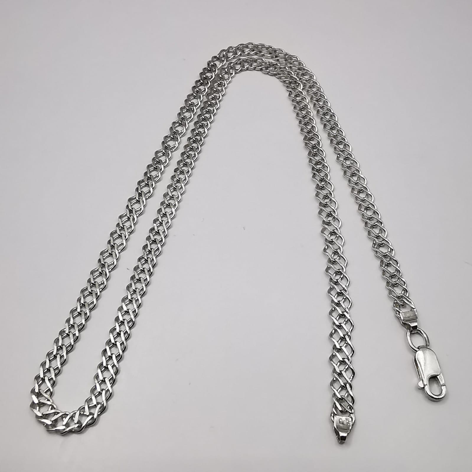 925 Sterling Silver Wheat Spiga Chain Necklace Statement Vintage Hallmarked