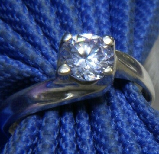 Iolite 6mm Cordierite 0.925 Sterling Silver Estate Engagement Band Ring size 6.5