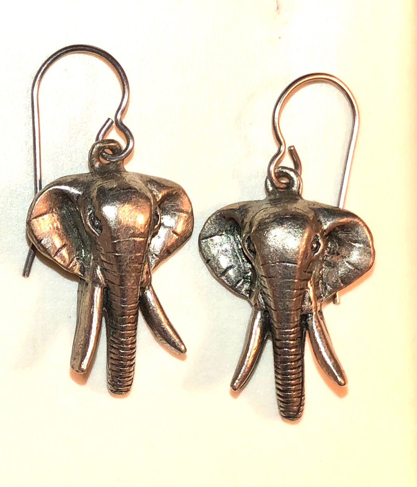 Silver Elephant Earrings Pewter Safari Drop Dangle Jim Clift GOP 80s Vintage