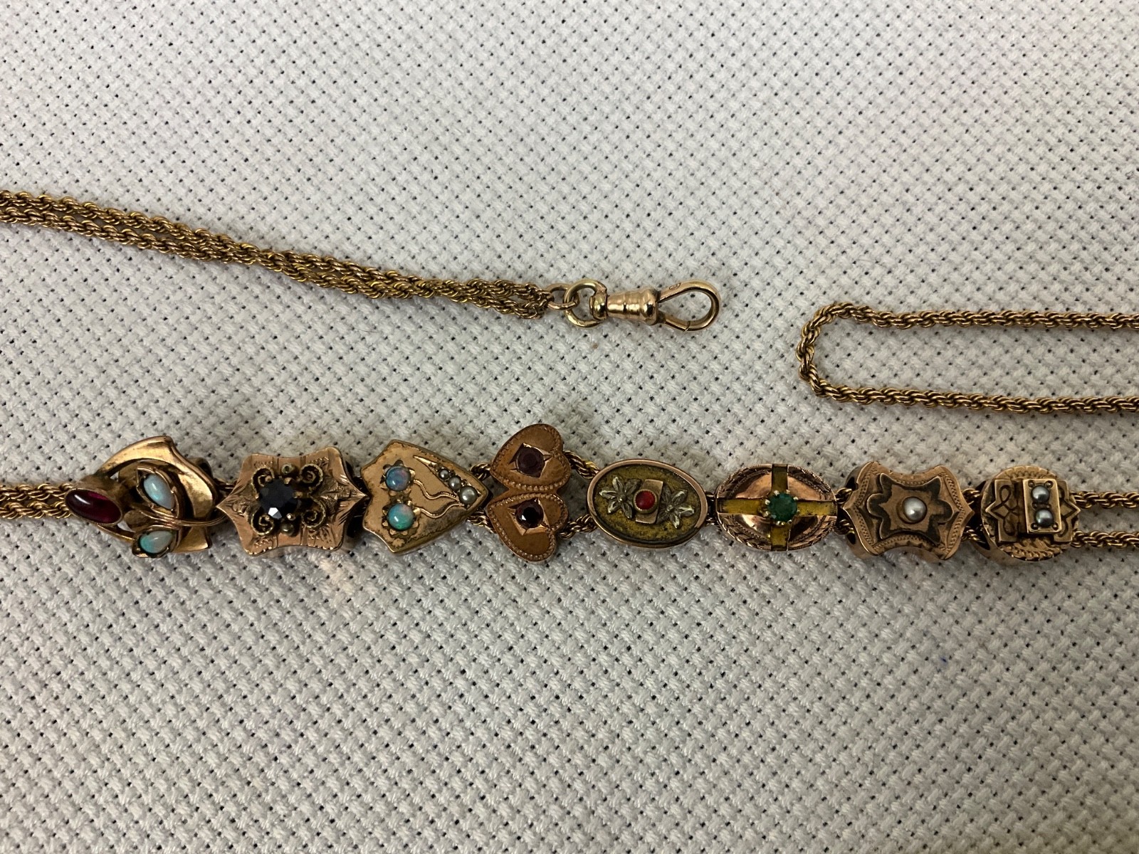 Fabulous Antique 8 Slides Victorian Gold Filled Watch Chain Necklace