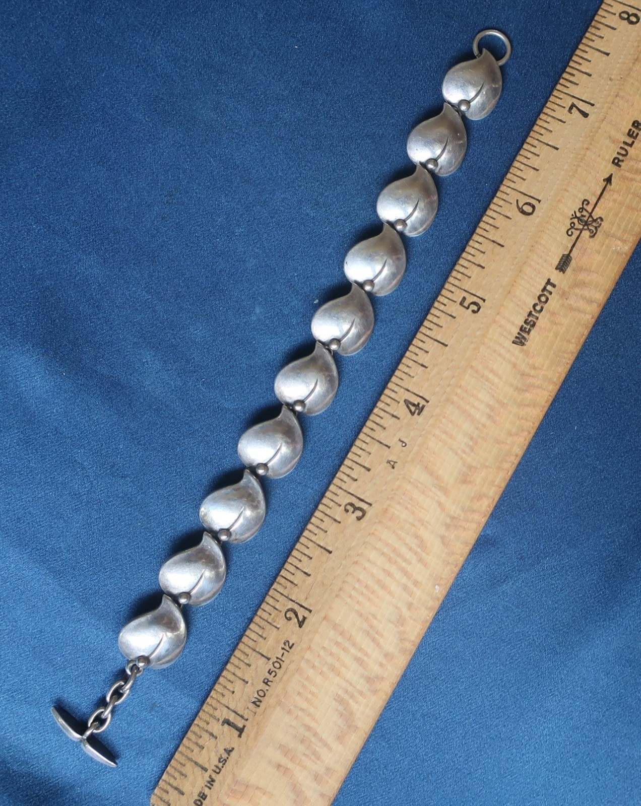 Modernist Sterling Silver Leaf Link Toggle Bracelet N.E. FROM Denmark Niels Erik