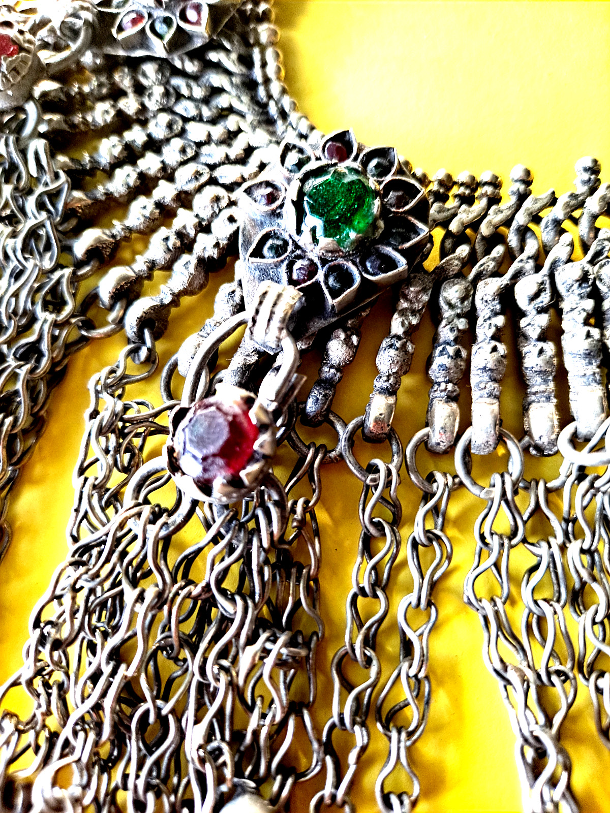 Vint Cascade Afghani Necklace Huge Fringe Afghanistan Necklace Heavy Authentic