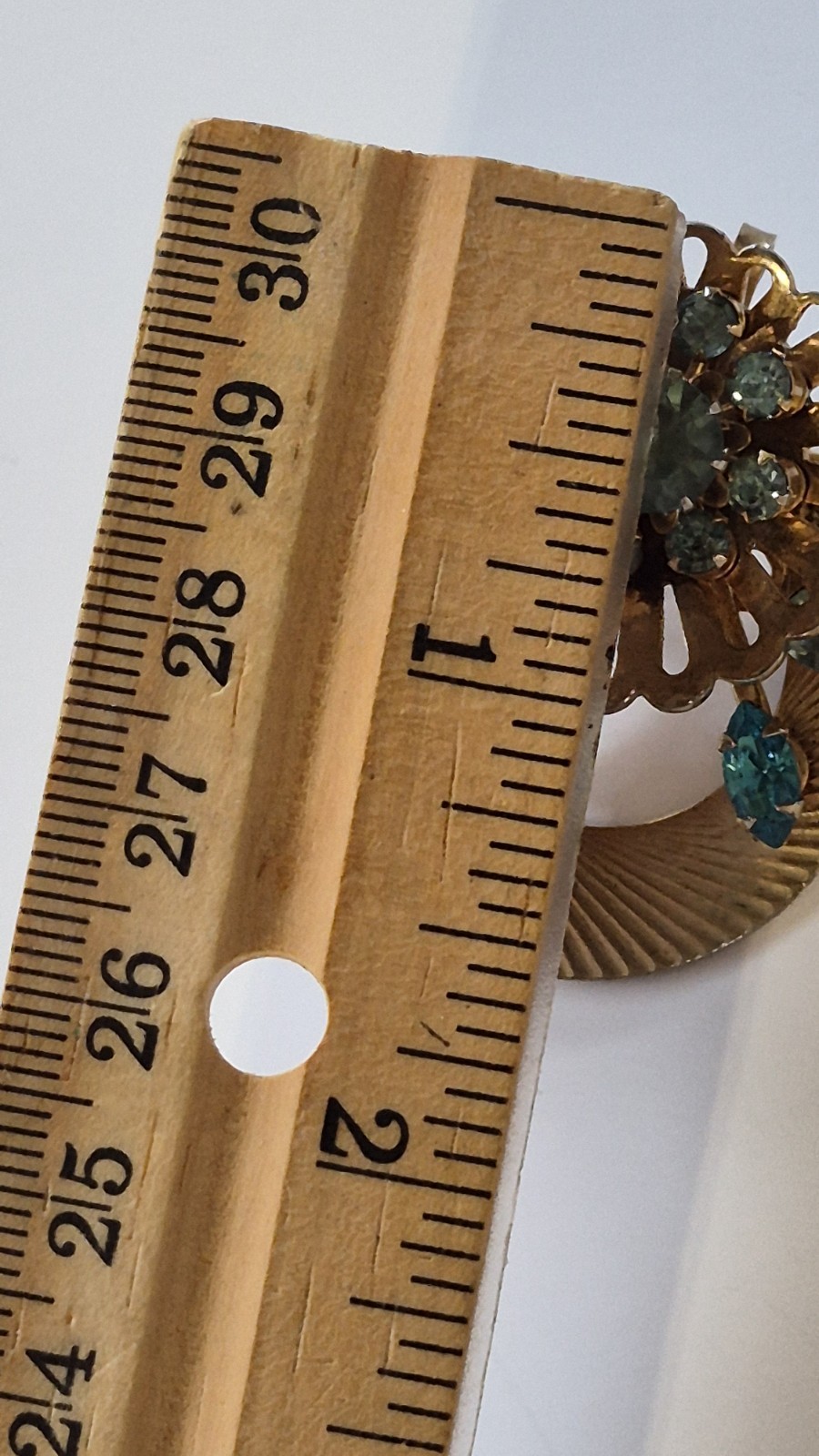 Coro/Unbranded Brooch Lof 2, Teal Blue Gold Tone Flower/Light Blue AB Cluster
