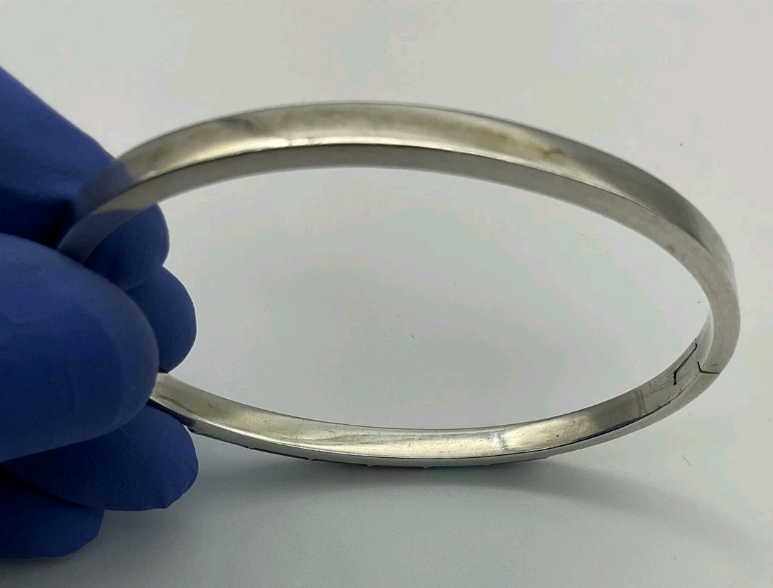 925 Bangle Locking Cuff With Purple And Blue Stones 7″