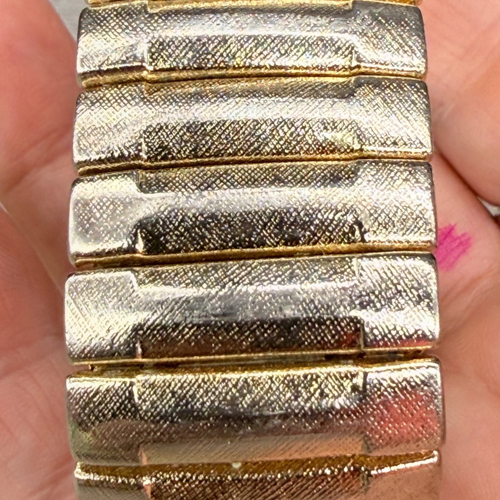 Vintage Expansion Bracelet Brushed gold Tone Japan Stretch