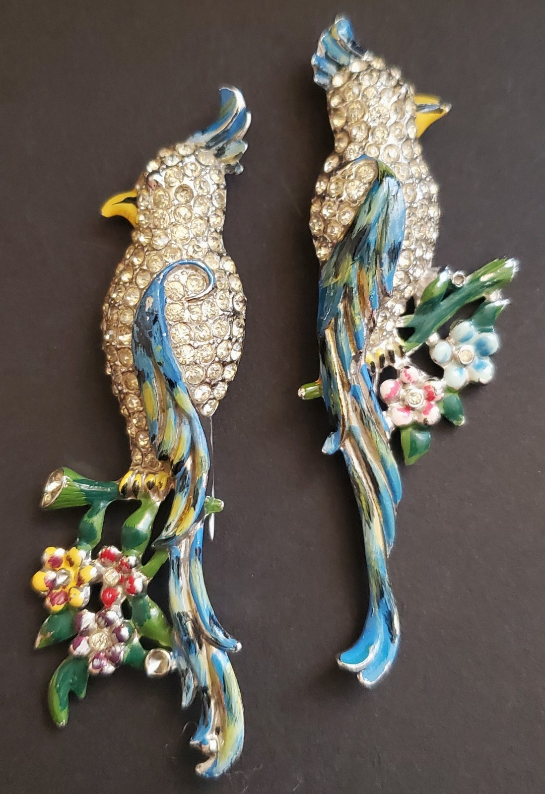 Vtg CORO Duette – Calopsitta / Birds of Paradise – Fur, Coat, or Dress Clips