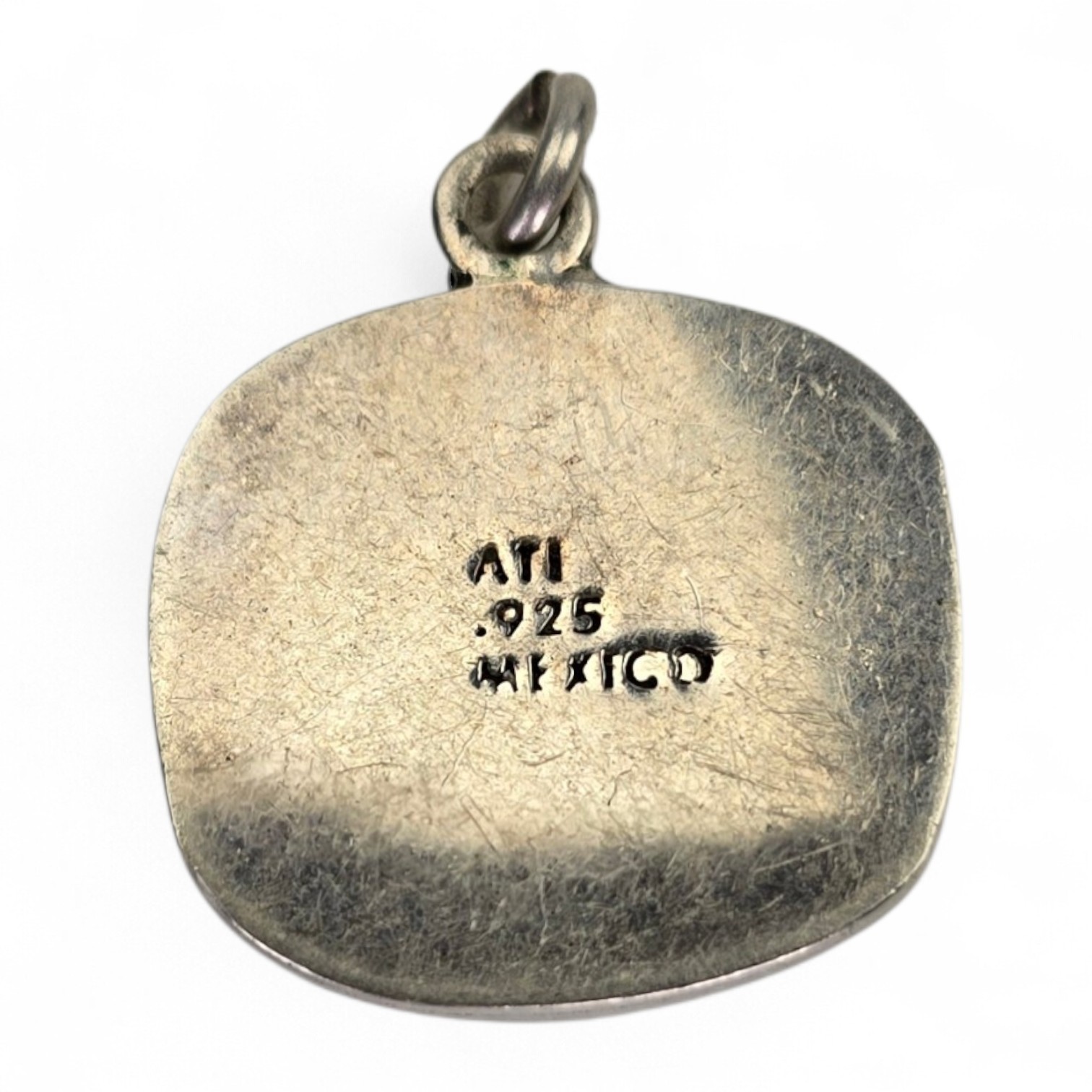 Vintage Signed ATI Mexico Sterling Silver Pink Rhodochrosite Modernist Pendant