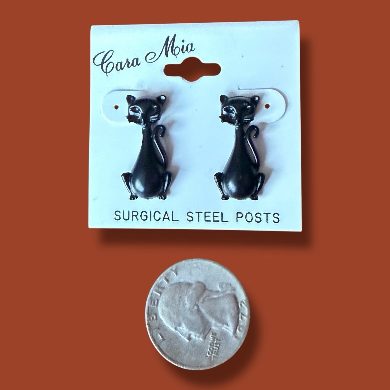Black Cat Earrings Siamese Vintage Pierced Y2K Cara Mia New Old Stock Halloween