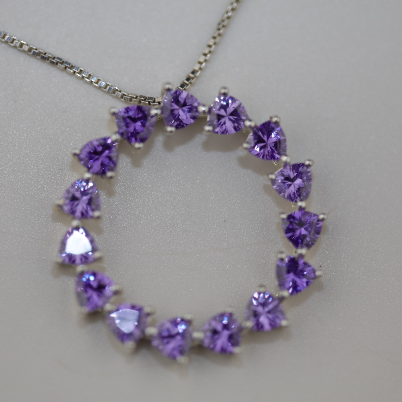Round Amethyst Gemstone Pendant Necklace Sterling Silver