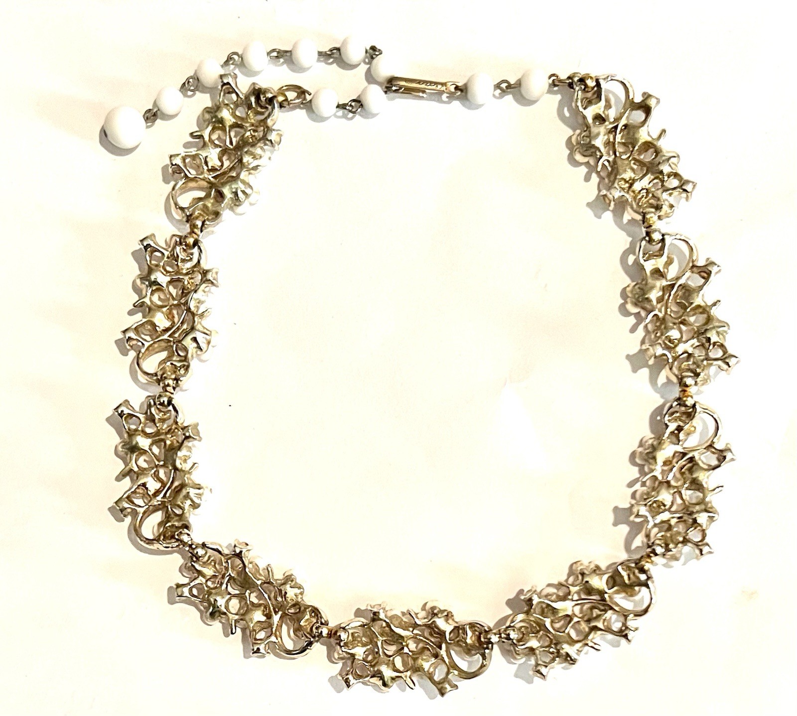 Vintage MCM Coro Daisy Chain CHOKER Necklace Prong Set