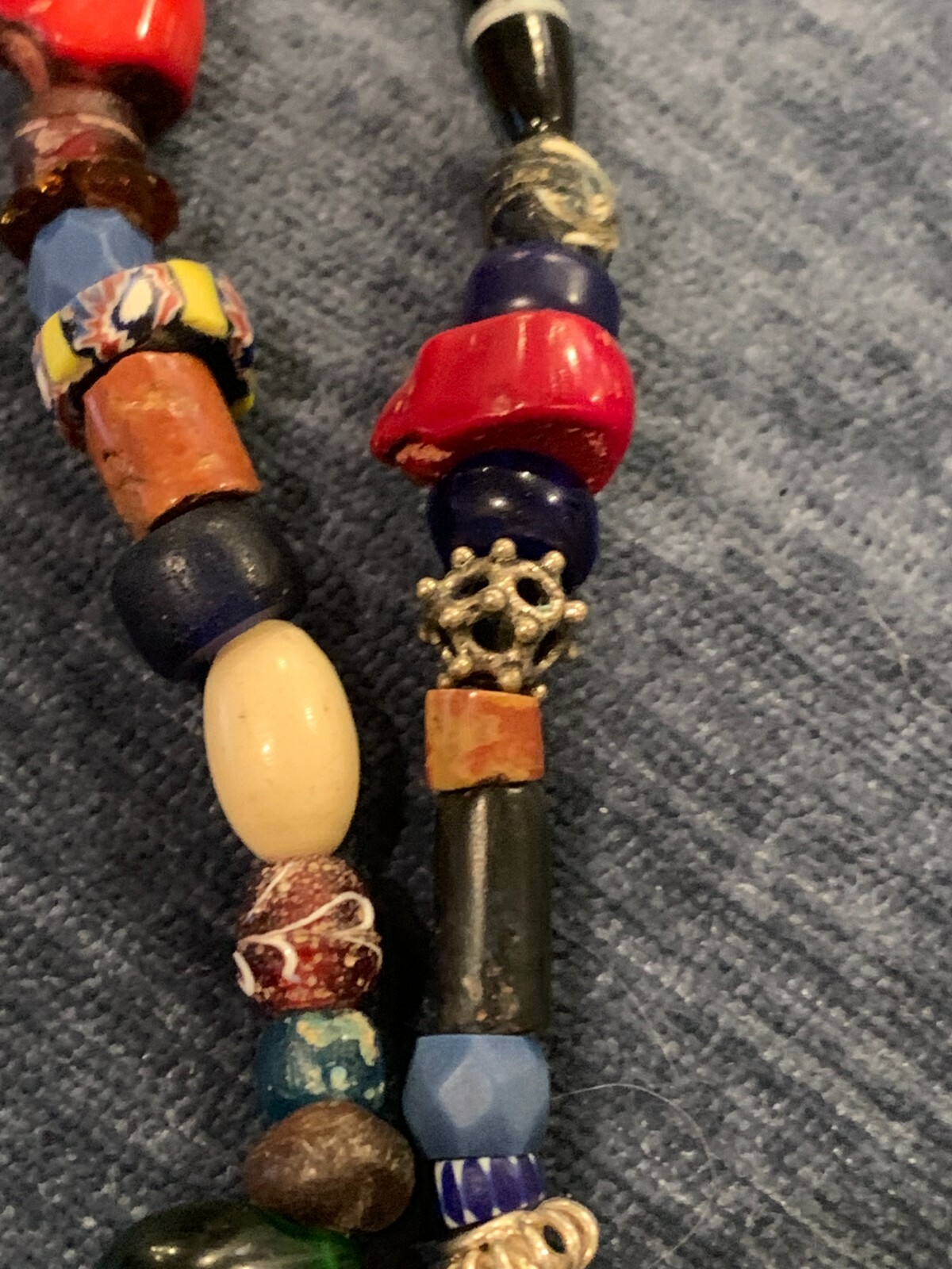 Tibetan and African Trading Beaded Necklace 24″, Antique