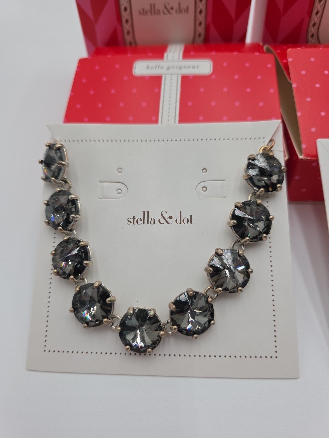Vintage Stella & Dot Silver Tone Black Crystal Rhinestone Bracelet & Earring Set