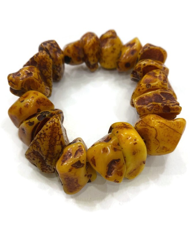 Opulent Natural Amber Powder Beaded Bracelet Vintage Luxury Boho Chic Jewelry