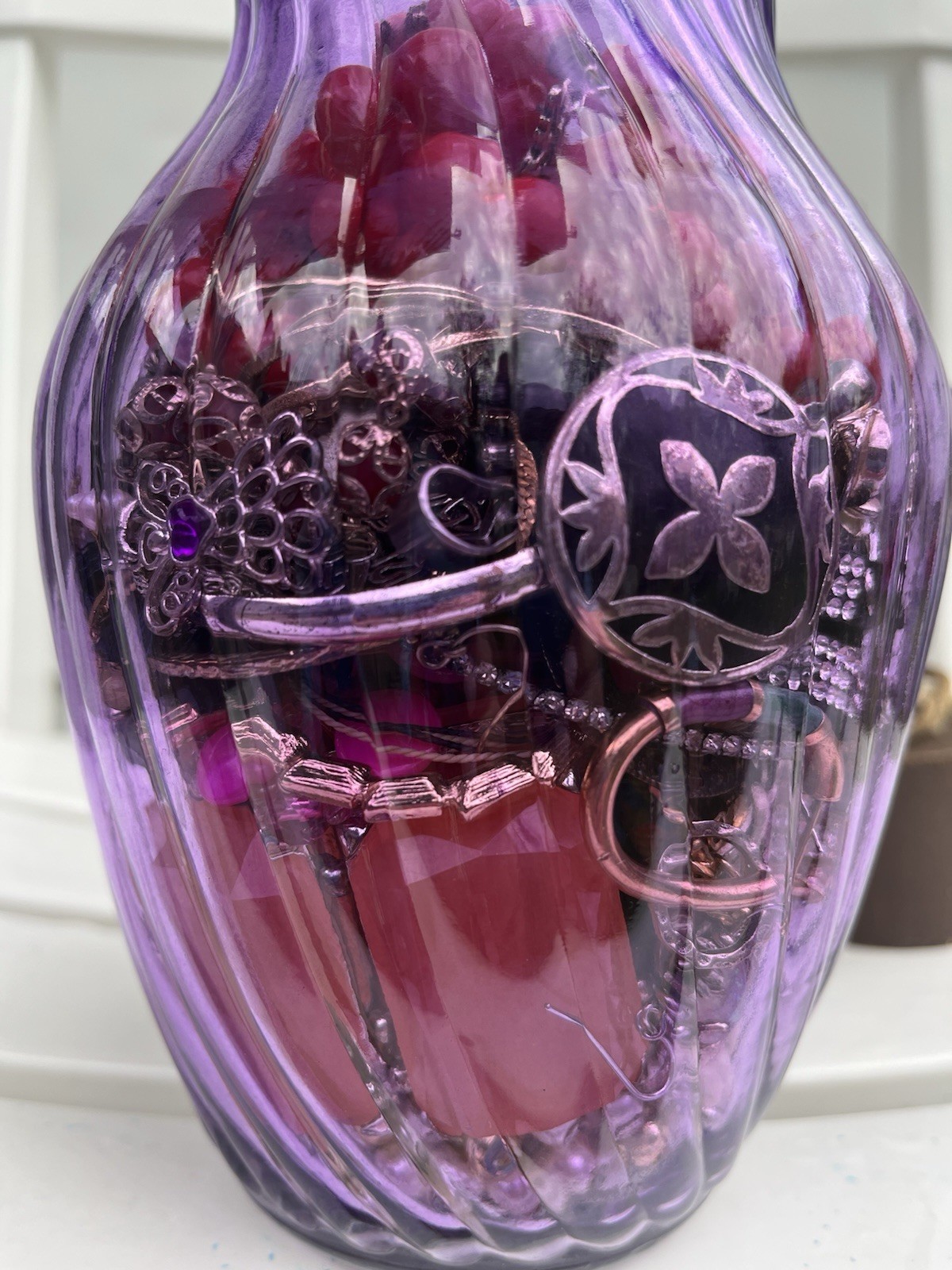 PURPLE Mystery Jewelry Jar- Vintage & Modern Jewelry- Trifari Lisner Avon- 3 Lbs